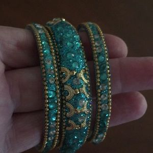 Bangles, fit small wrists. Jeweled set of 3
